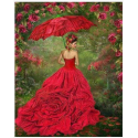 Moteris raudona suknele