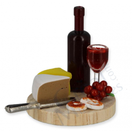 Plate with cheese and wine