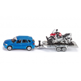Car with trailer and motorbike